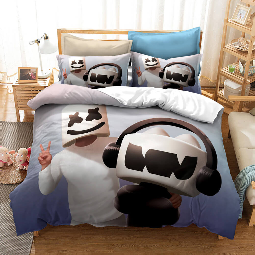 2024 NEW DJ Marshmello Cosplay Bedding Set Quilt Covers Without Filler