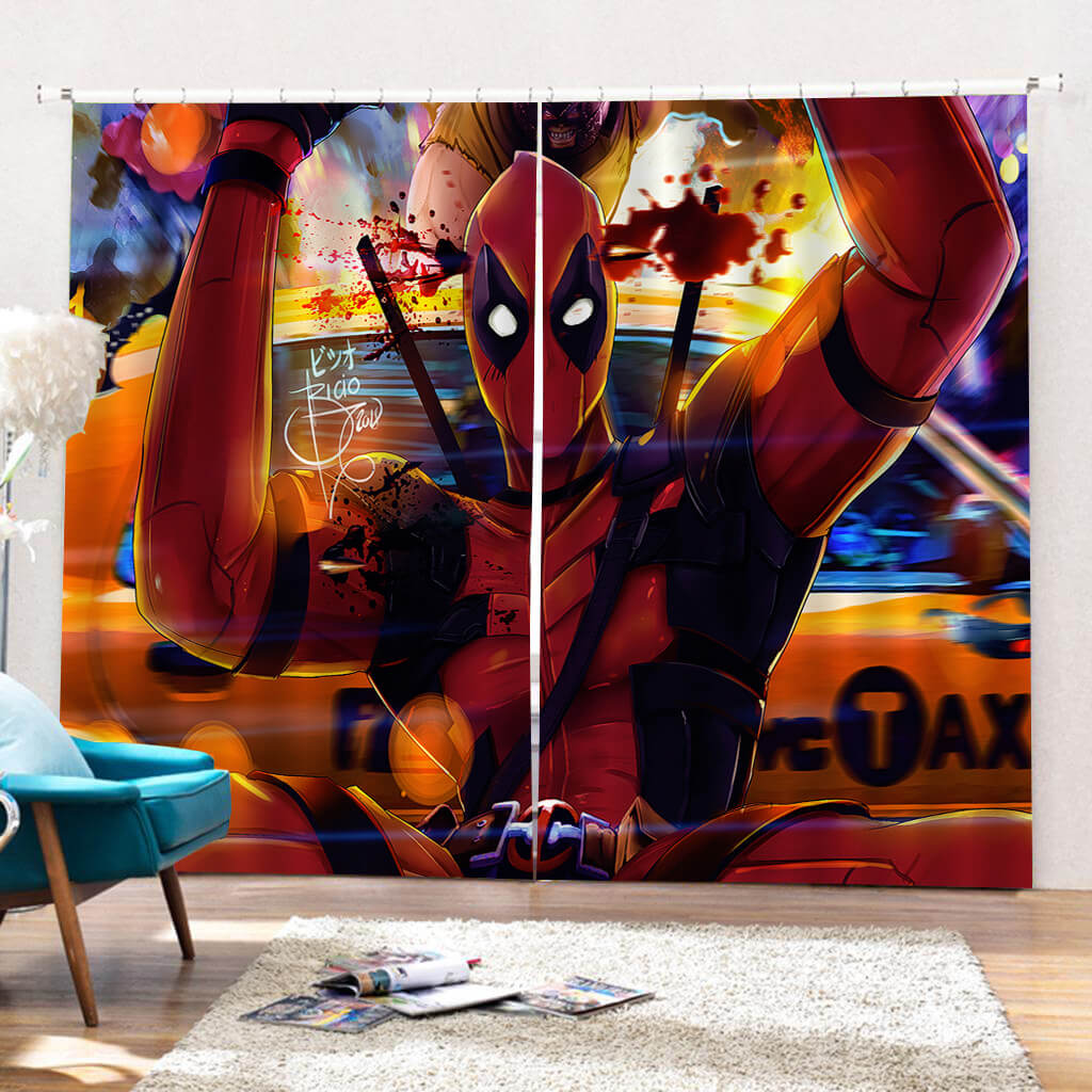 2024 NEW Deadpool Curtains Cosplay Blackout Window Drapes for Room Decoration