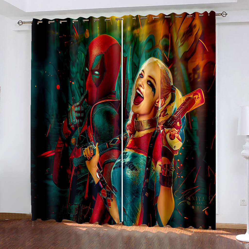 2024 NEW Deadpool Curtains  Pattern Blackout Window Drapes