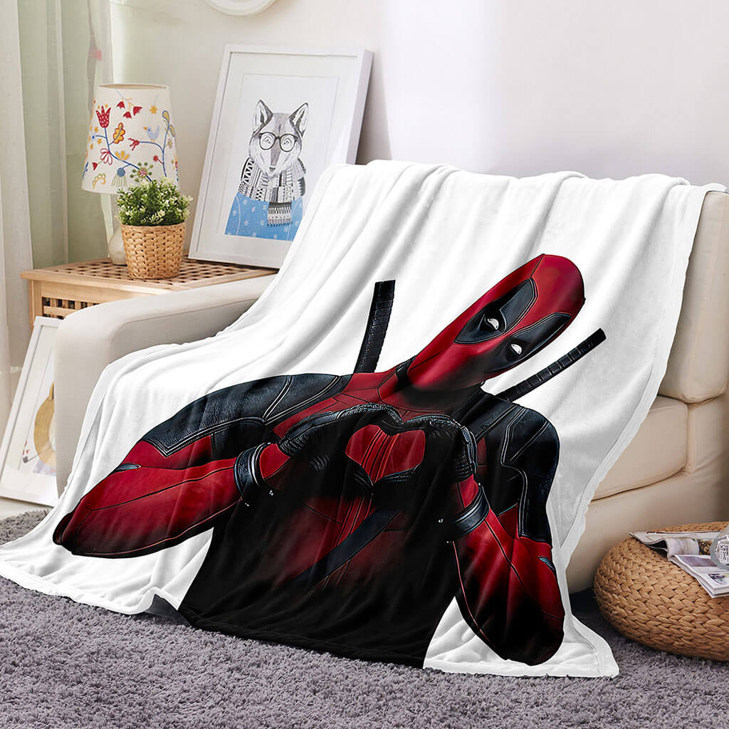 2024 NEW Deadpool Pattern Blanket Flannel Throw Room Decoration
