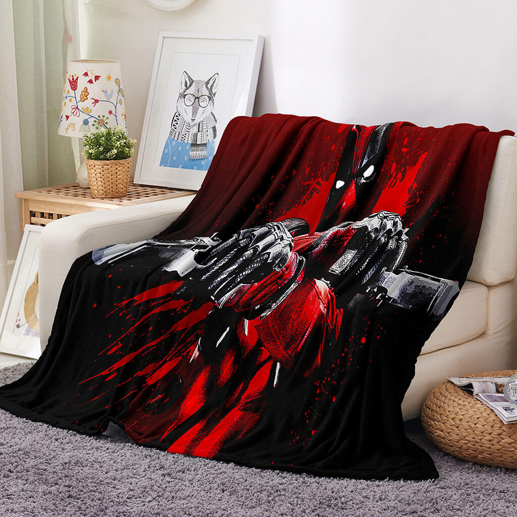 2024 NEW Deadpool Pattern Blanket Flannel Throw Room Decoration