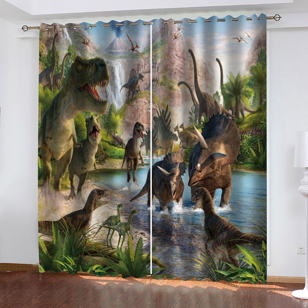 2024 NEW Dinosaur Curtains Cosplay Blackout Window Drapes Room Decoration