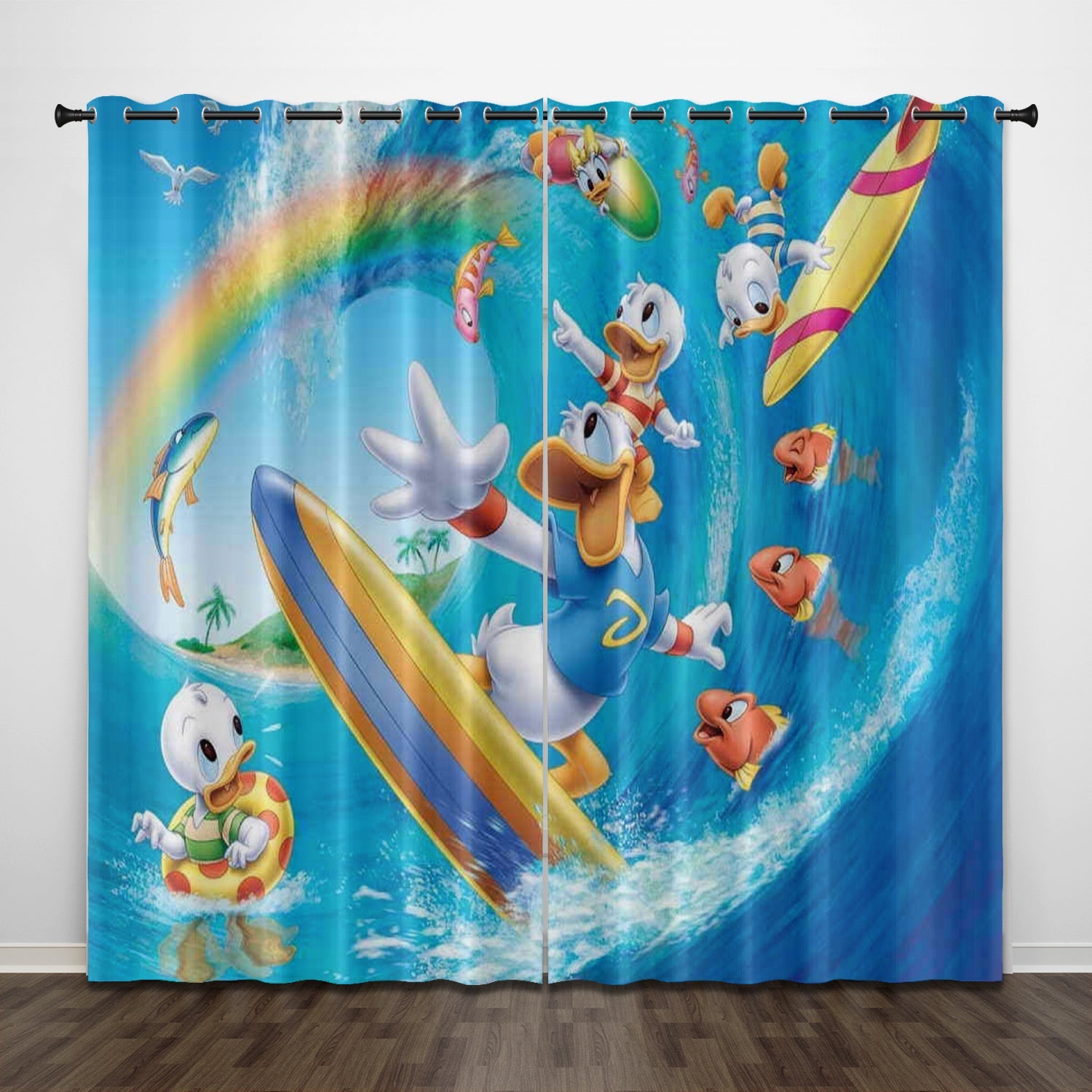 2024 NEW Donald Duck Curtains Pattern Blackout Window Drapes