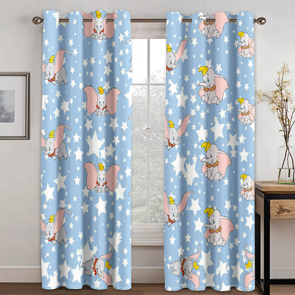 2024 NEW Dumbo Curtains Cosplay Blackout Window Treatments Drapes for Room Decor