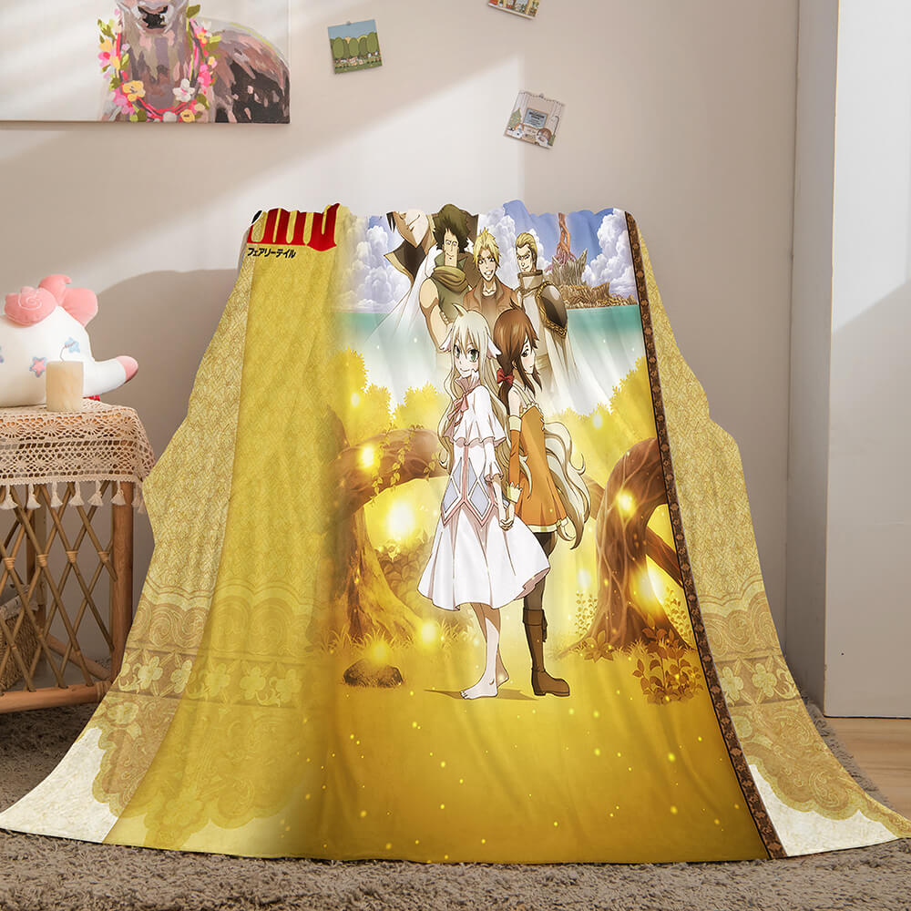 2024 NEW Fairy Tail Flannel Caroset Throw Cosplay Blanket