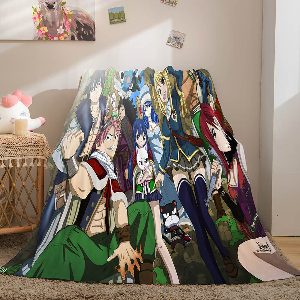 2024 NEW Fairy Tail Flannel Caroset Throw Cosplay Blanket