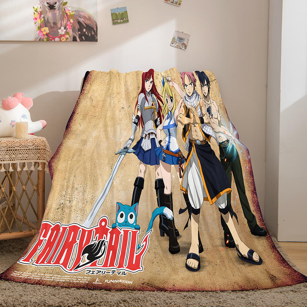 2024 NEW Fairy Tail Flannel Caroset Throw Cosplay Blanket