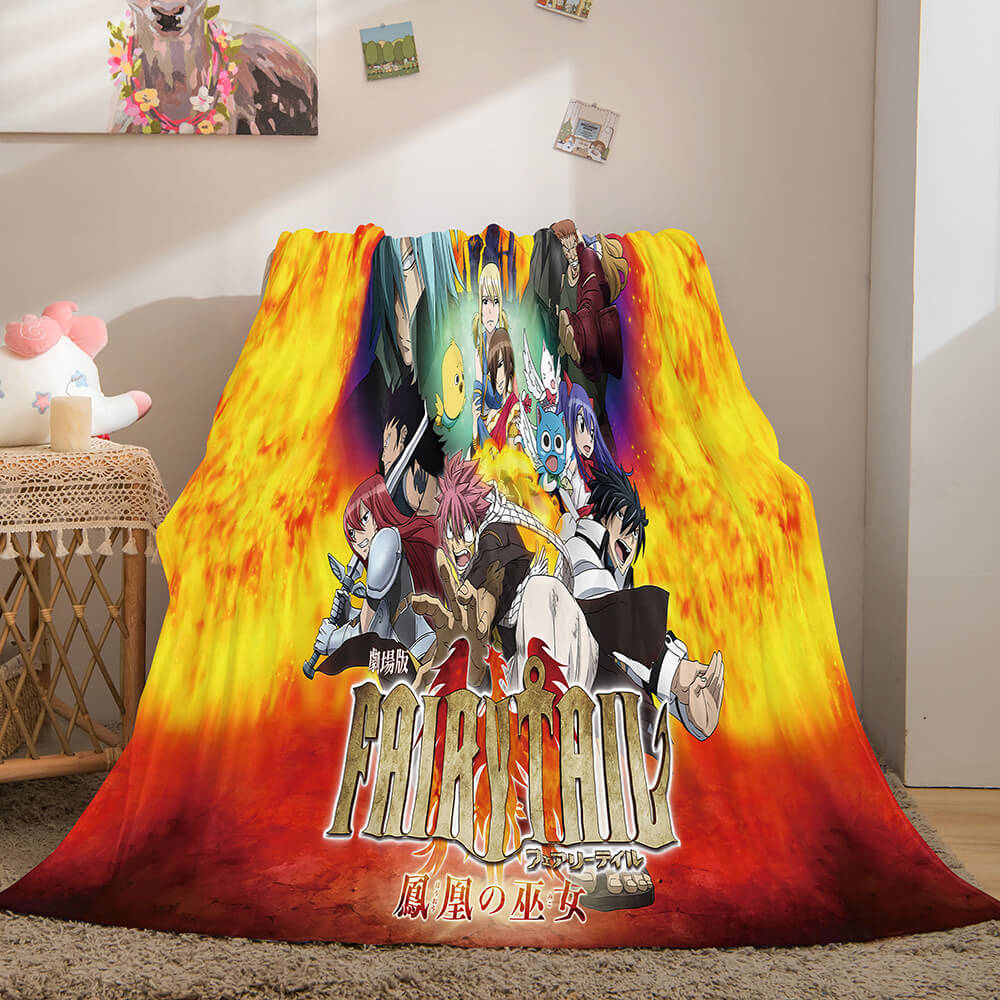 2024 NEW Fairy Tail Flannel Caroset Throw Cosplay Blanket