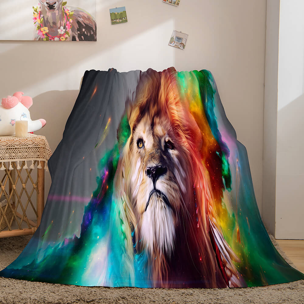 2024 NEW Fiercely Lion Flannel Blanket Room Decoration