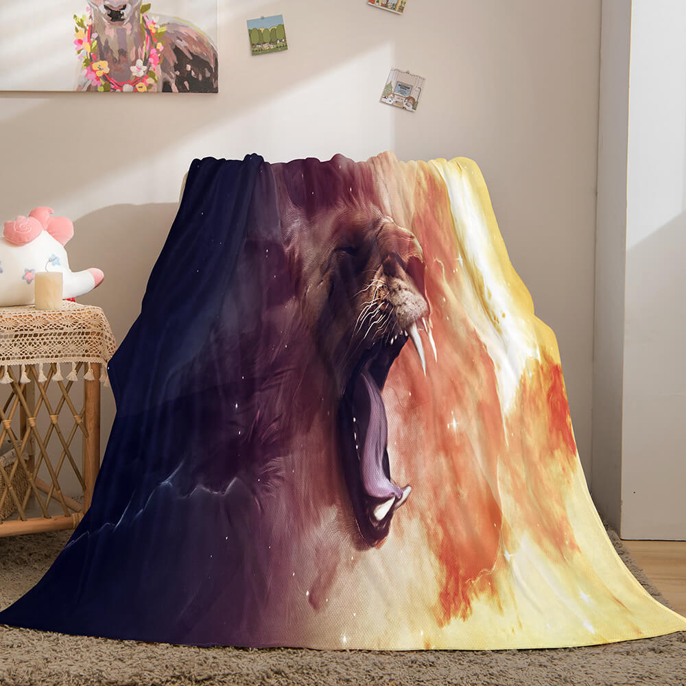 2024 NEW Fiercely Lion Flannel Blanket Room Decoration