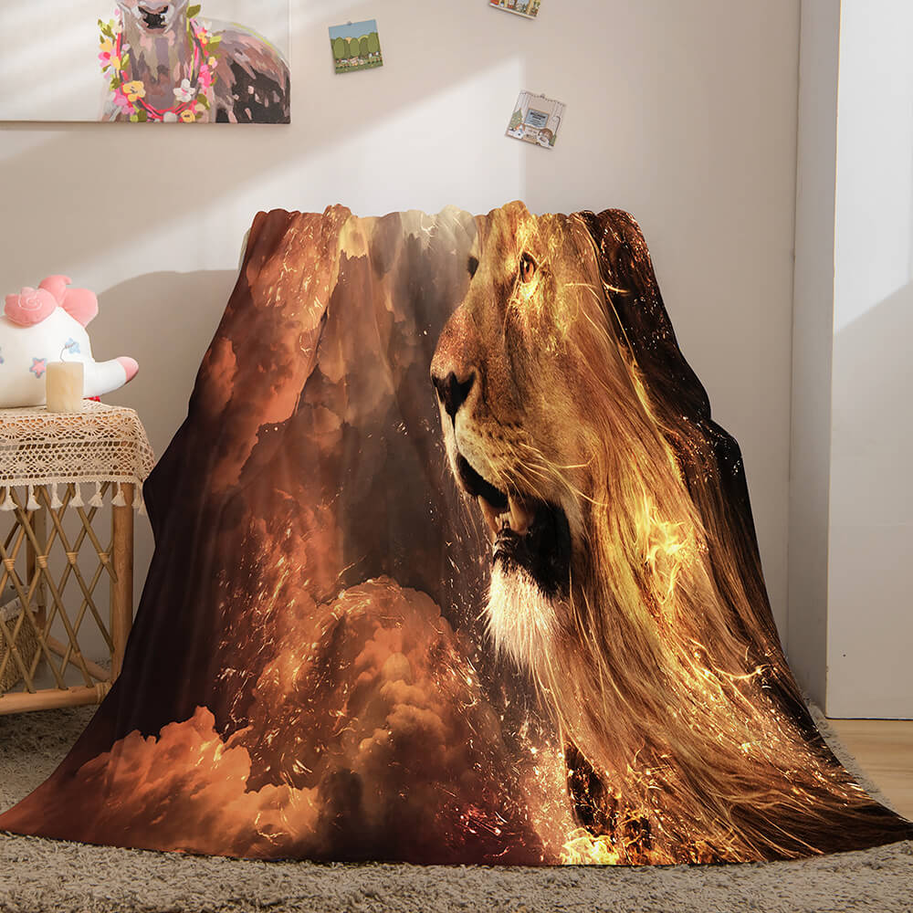 2024 NEW Fiercely Lion Flannel Blanket Room Decoration