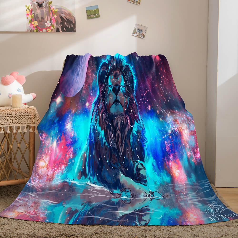 2024 NEW Fiercely Lion Flannel Blanket Room Decoration