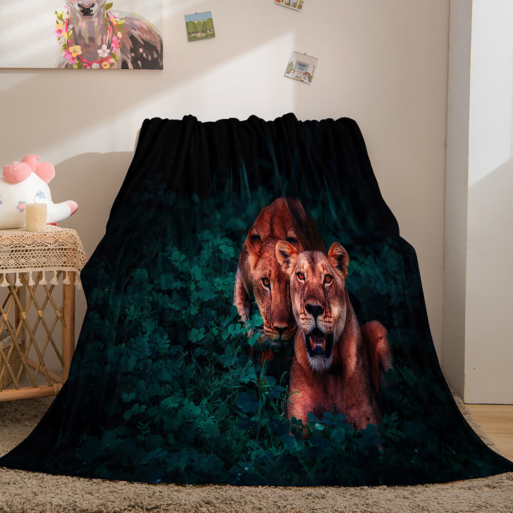 2024 NEW Fiercely Lion Flannel Blanket Room Decoration