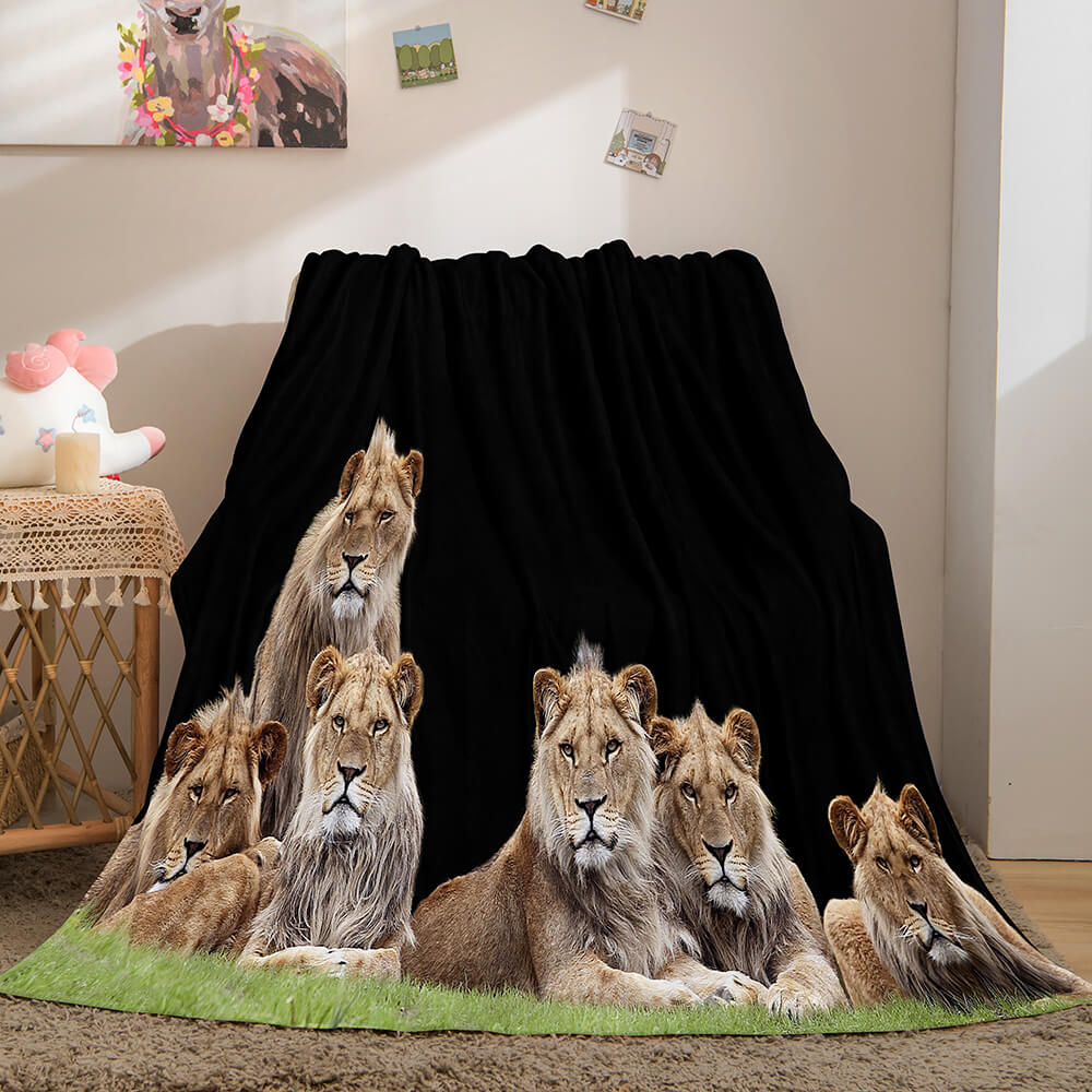 2024 NEW Fiercely Lion Flannel Blanket Room Decoration