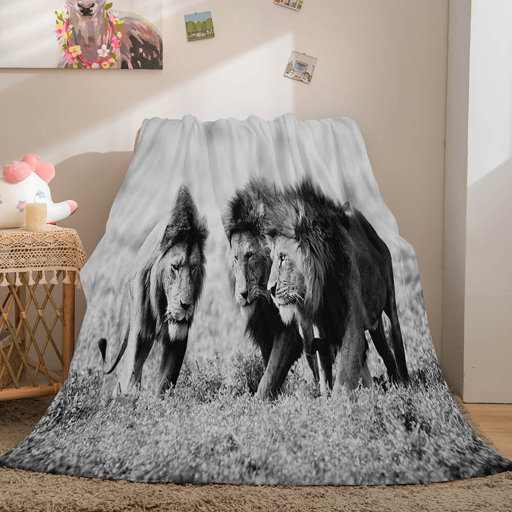 2024 NEW Fiercely Lion Flannel Blanket Room Decoration