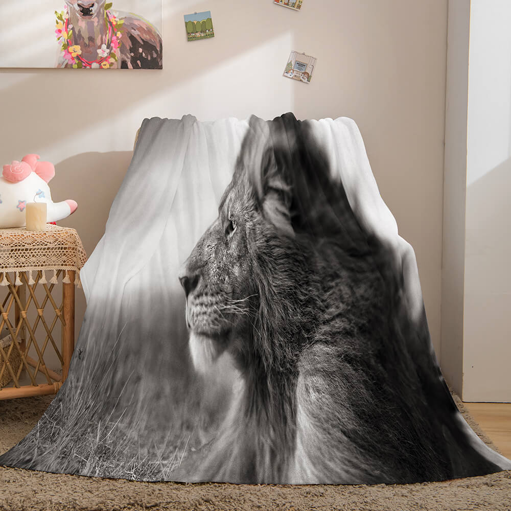 2024 NEW Fiercely Lion Flannel Blanket Room Decoration