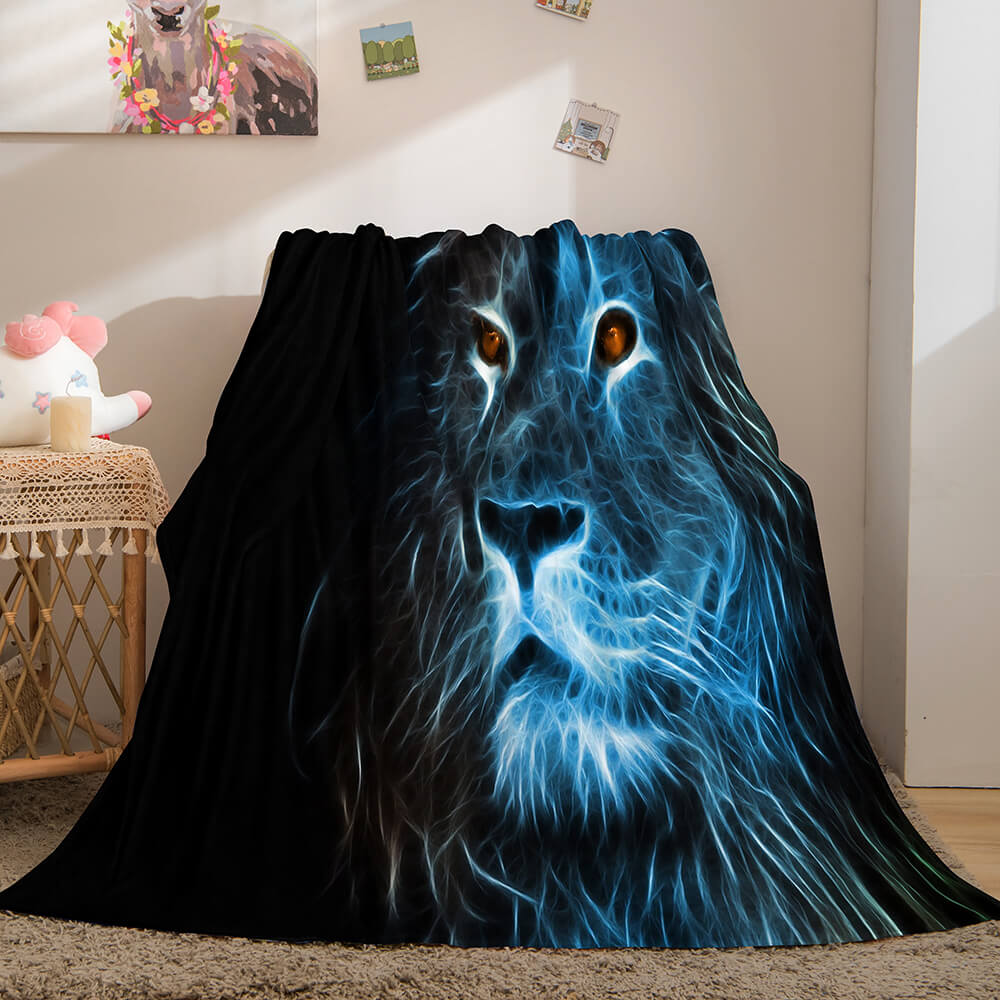 2024 NEW Fiercely Lion Flannel Blanket Room Decoration