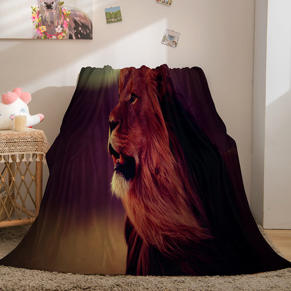 2024 NEW Fiercely Lion Flannel Blanket Room Decoration