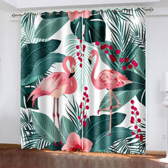 2024 NEW Flamingo Curtains Pattern Blackout Window Drapes