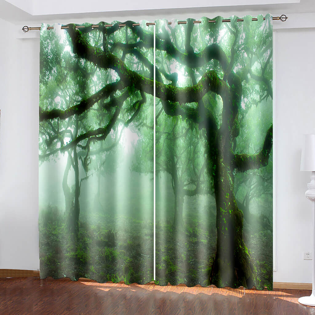 2024 NEW Forest Tree Curtains Blackout Window Treatments Drapes for Room Decor