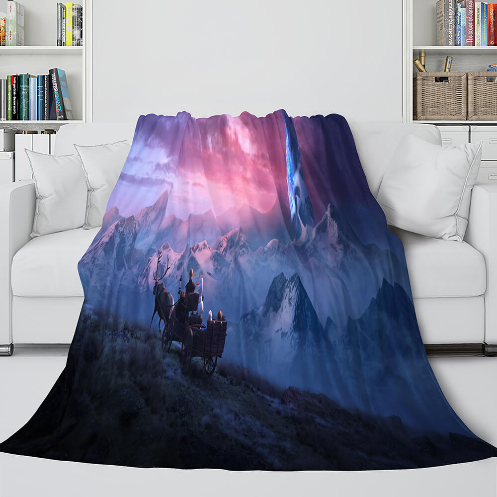 2024 NEW Frozen 2 Anna Elsa Flannel Fleece Throw Cosplay Blanket