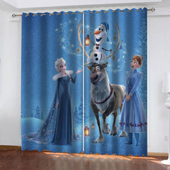 2024 NEW Frozen 2 Elsa Curtains Cosplay Blackout Window Drapes Room Decoration
