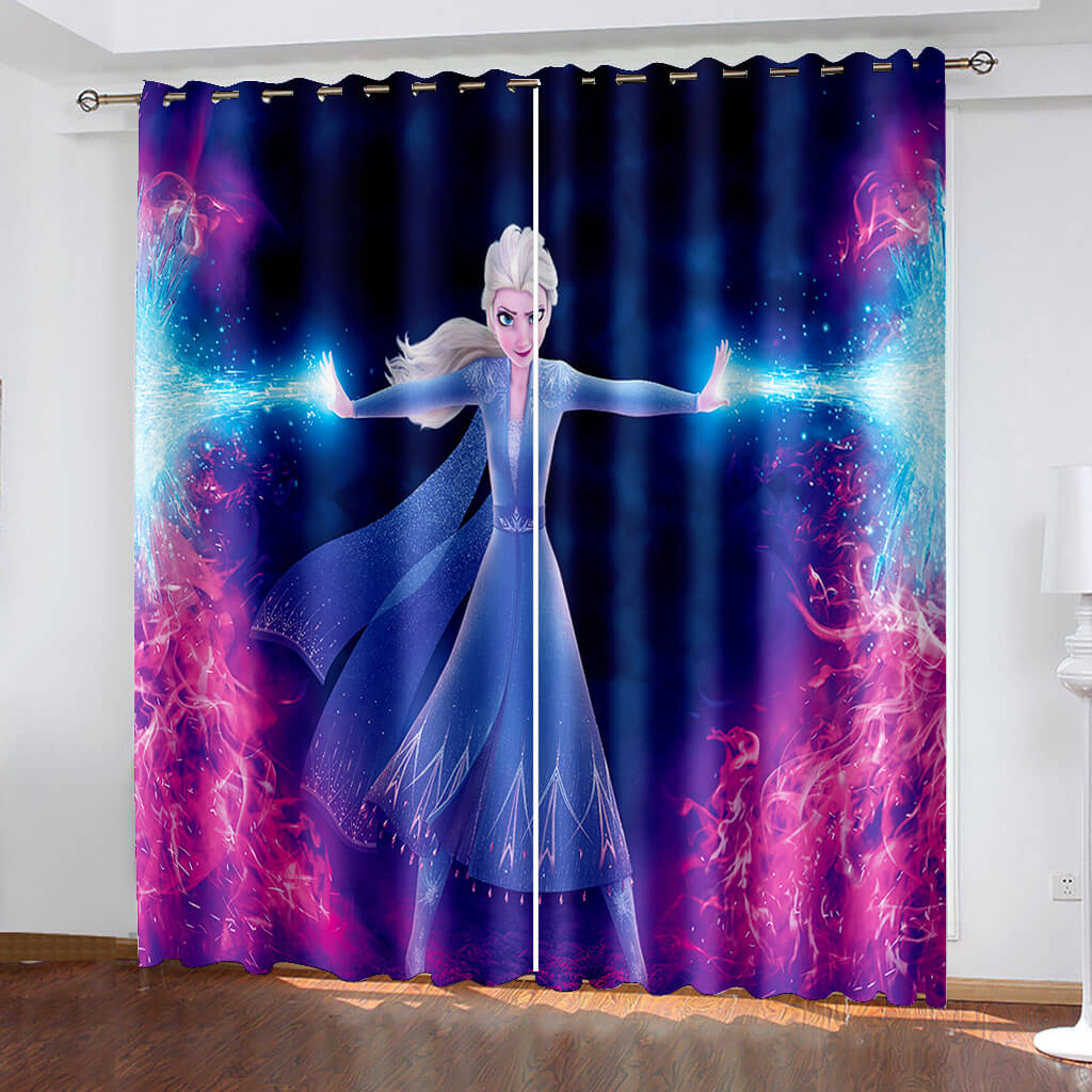 2024 NEW Frozen 2 Elsa Curtains Cosplay Blackout Window Drapes