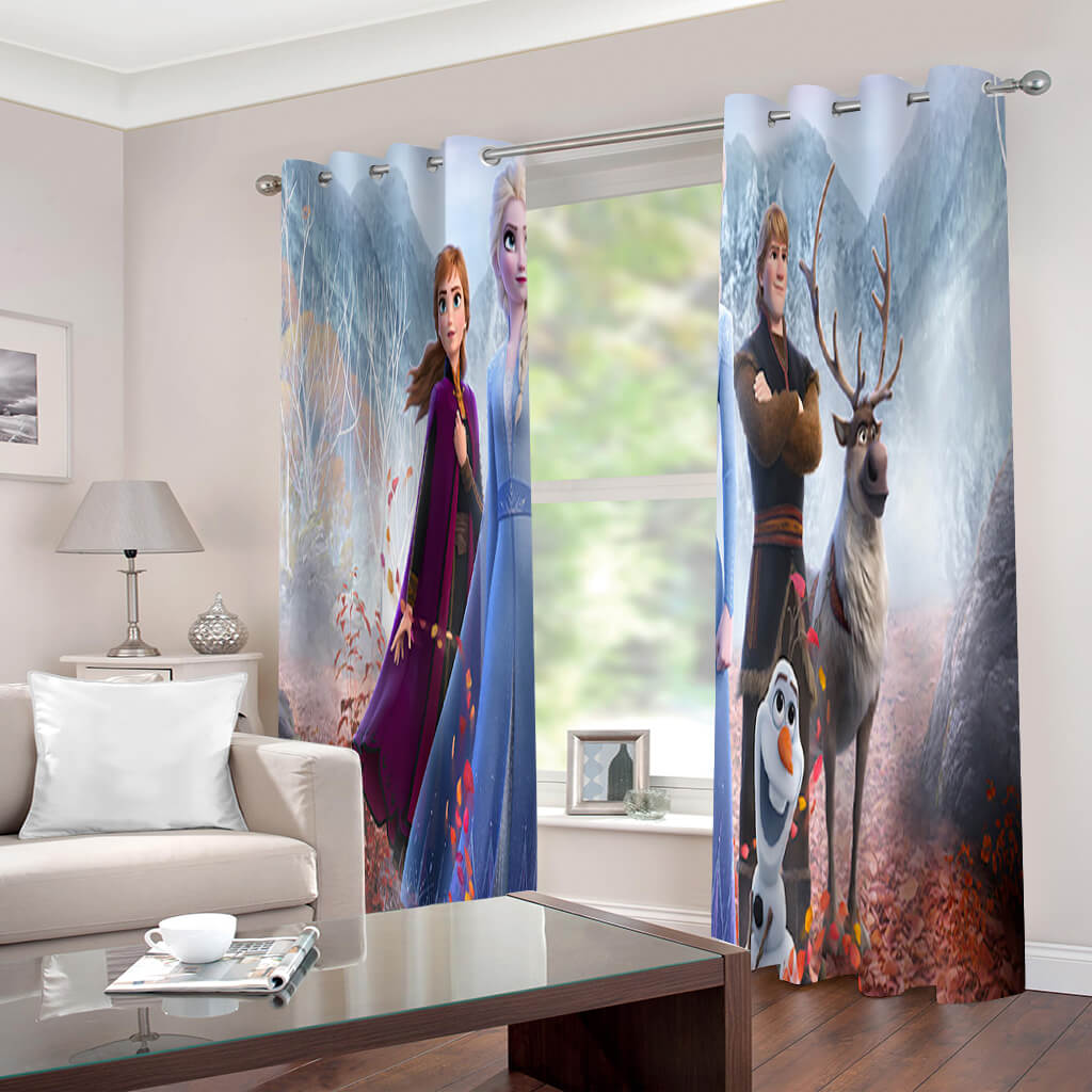 2024 NEW Frozen Elsa Anna Curtains Blackout Window Drapes for Room Decoration