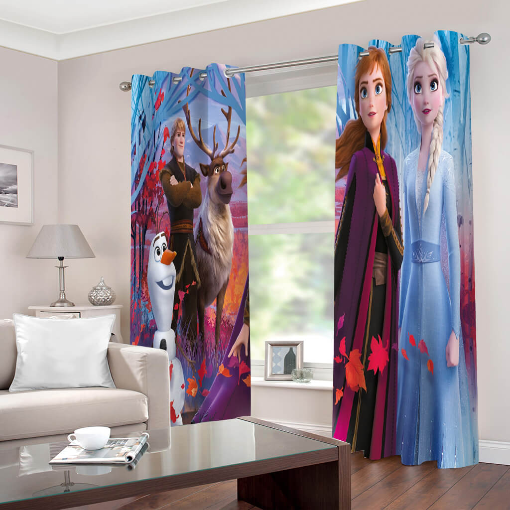 2024 NEW Frozen Elsa Anna Curtains Blackout Window Drapes for Room Decoration