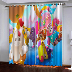 2024 NEW Game Fall Guys Pattern Curtains Blackout Window Drapes