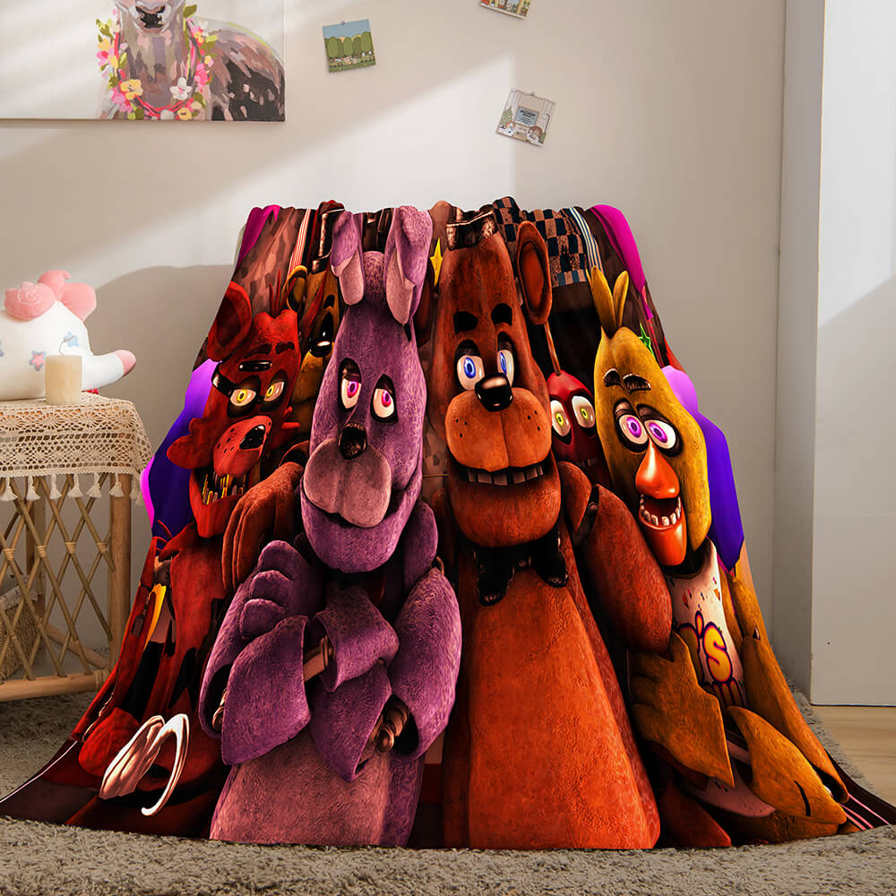 2024 NEW Game Five Nights at Freddy's Flannel Caroset Throw Cosplay Blanket