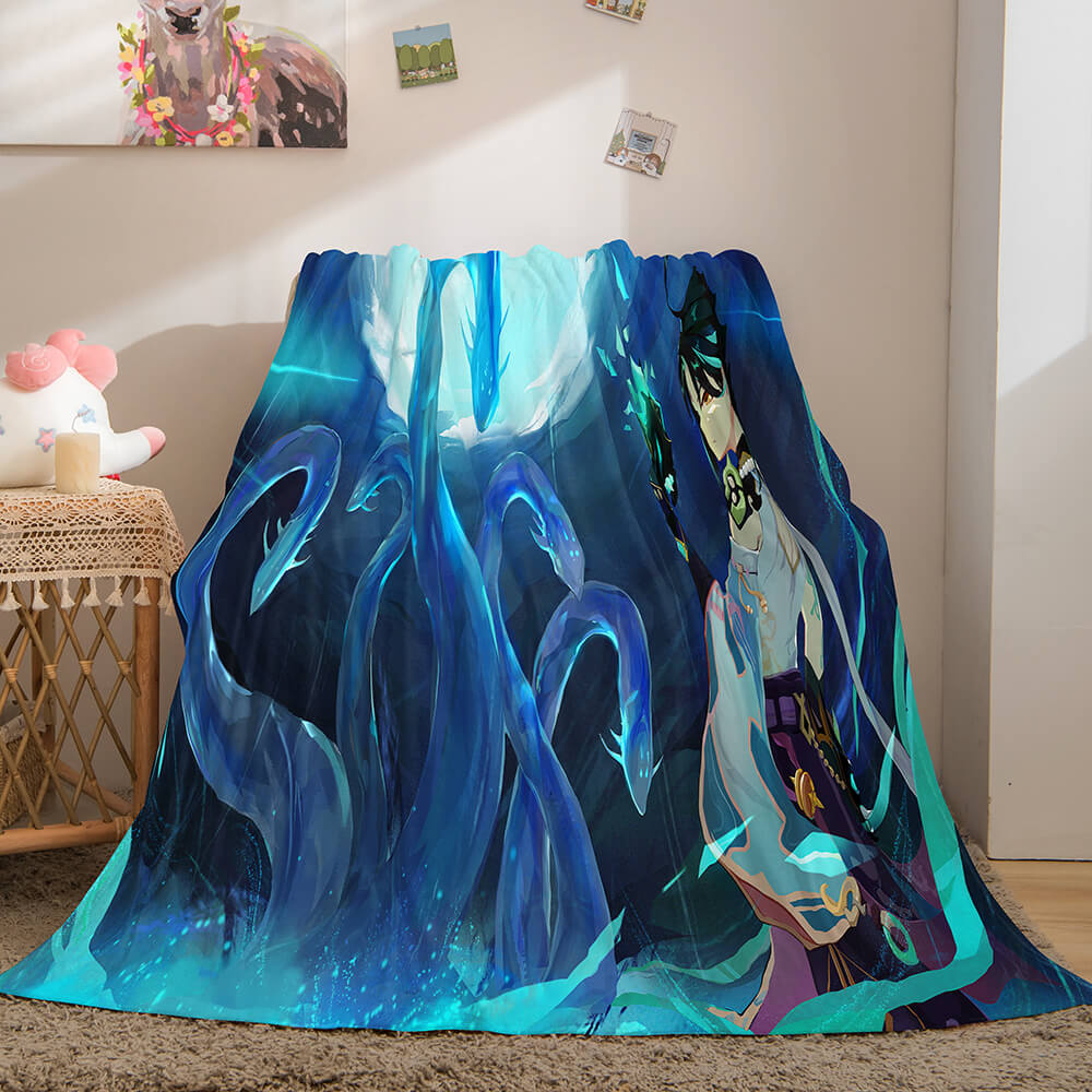 2025 NEW Game Genshin Impact Flannel Caroset Throw Cosplay Blanket