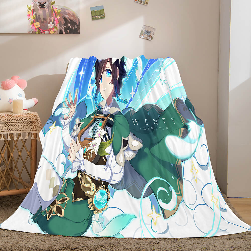 2025 NEW Game Genshin Impact Flannel Caroset Throw Cosplay Blanket