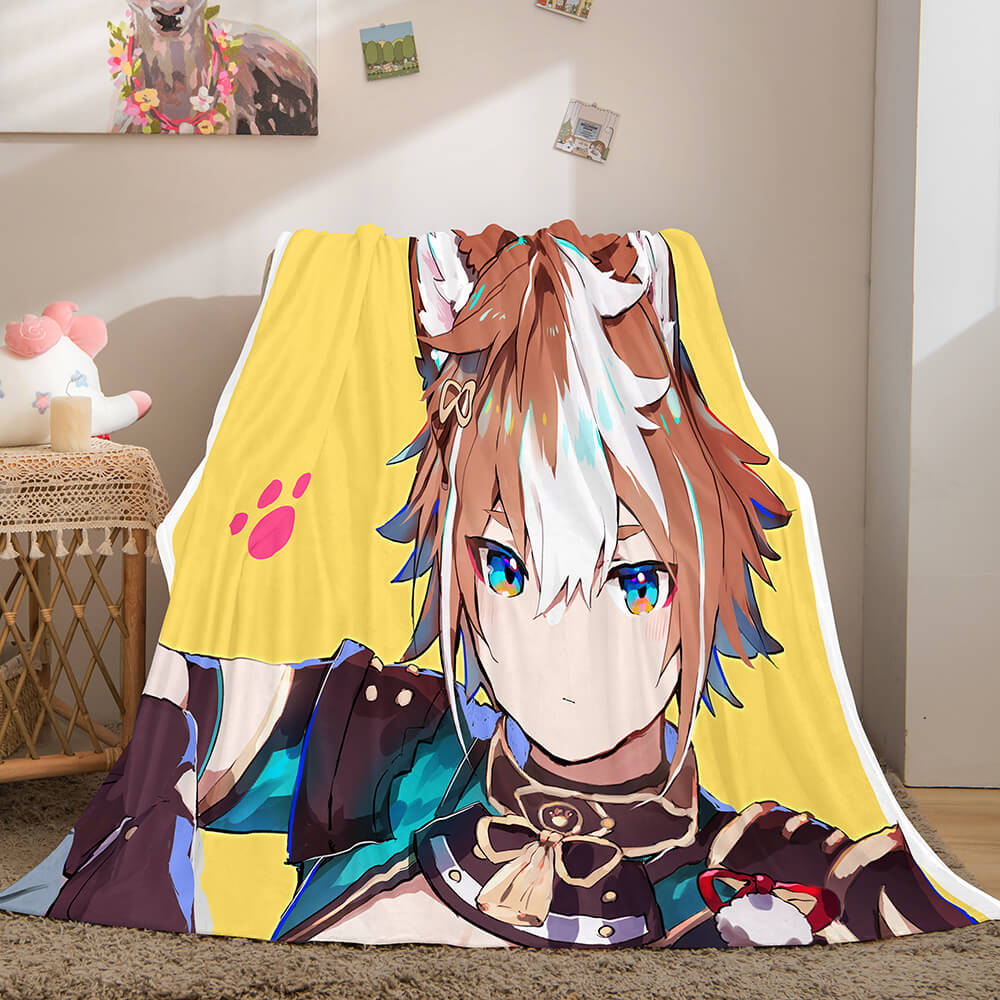 2025 NEW Game Genshin Impact Flannel Caroset Throw Cosplay Blanket