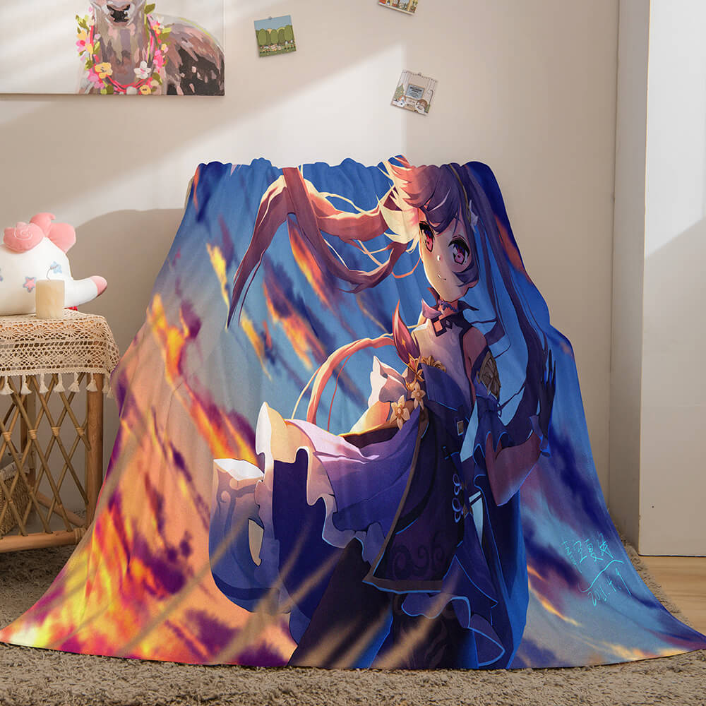 2025 NEW Game Genshin Impact Flannel Caroset Throw Cosplay Blanket