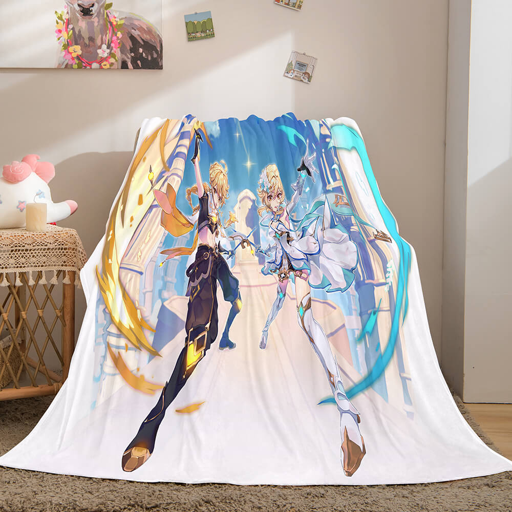2025 NEW Game Genshin Impact Flannel Caroset Throw Cosplay Blanket