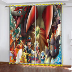 2024 NEW Game Pokémon Curtains Pikachu Pattern Blackout Window Drapes