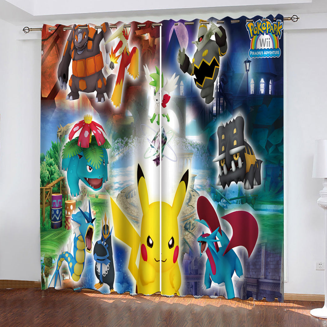 2024 NEW Game Pokémon Curtains Pikachu Pattern Blackout Window Drapes