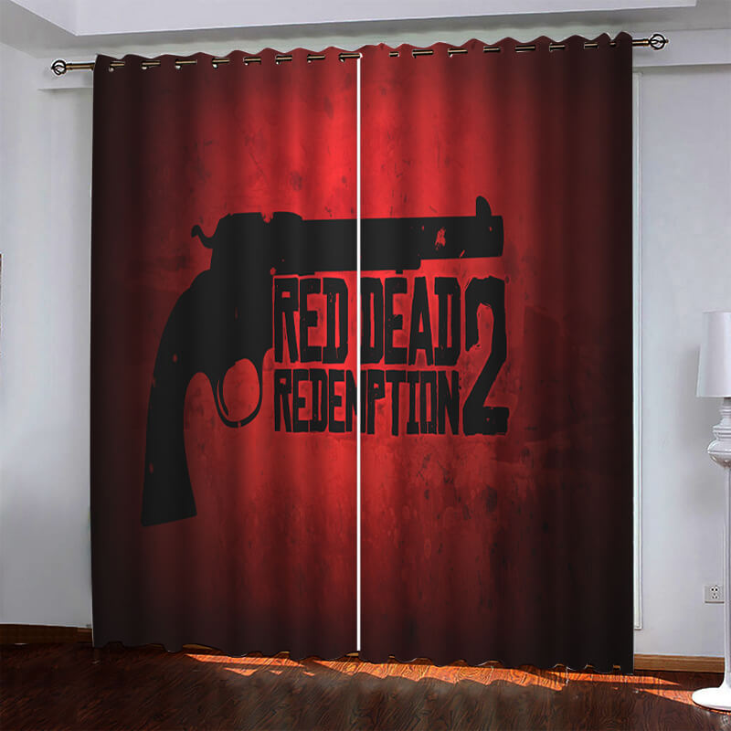 2024 NEW Game Red Dead Pattern Curtains Blackout Window Drapes