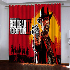 2024 NEW Game Red Dead Pattern Curtains Blackout Window Drapes