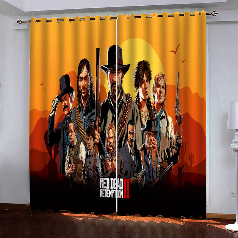 2024 NEW Game Red Dead Pattern Curtains Blackout Window Drapes