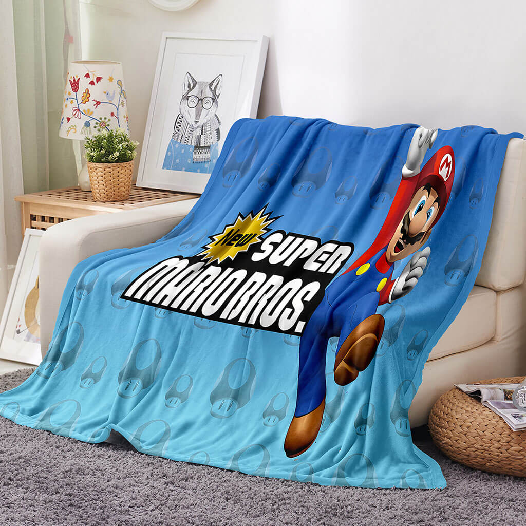 2024 NEW Game Super Mario Blanket Flannel Throw Room Decoration