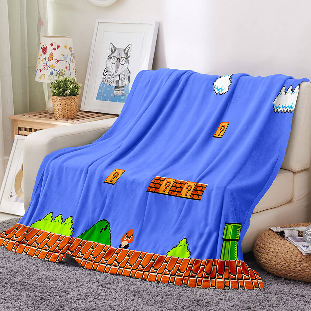 2024 NEW Game Super Mario Blanket Flannel Throw Room Decoration