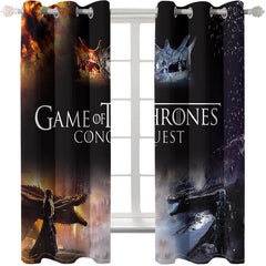 2024 NEW Game of Thrones Curtains Ice and Fire Blackout Window Treatments Drapes