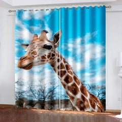 2024 NEW Giraffe Curtains Pattern Blackout Window Drapes