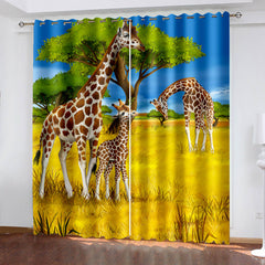 2024 NEW Giraffe Curtains Pattern Blackout Window Drapes