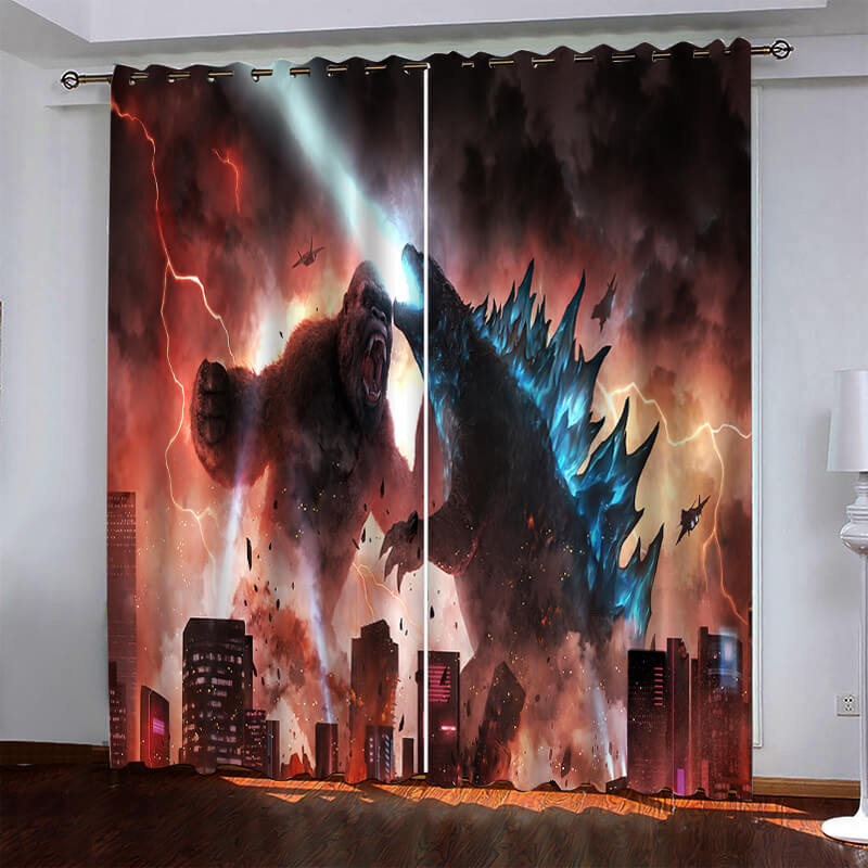 2024 NEW Godzilla Curtains Pattern Blackout Window Drapes