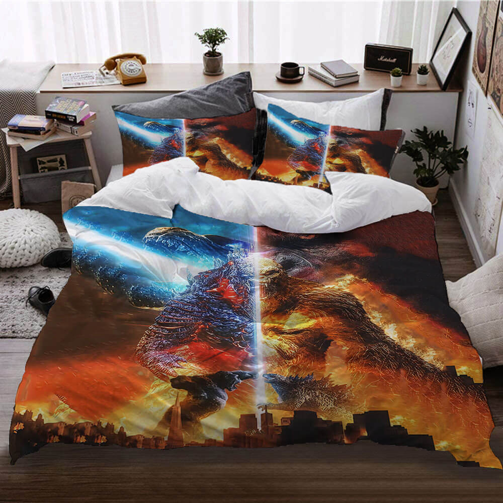 2025 NEW Movie Godzilla vs Kong Pattern Bedding Set Quilt Cover Without Filler