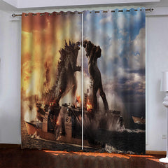 2024 NEW Godzilla vs Kong Pattern Curtains Blackout Window Drapes