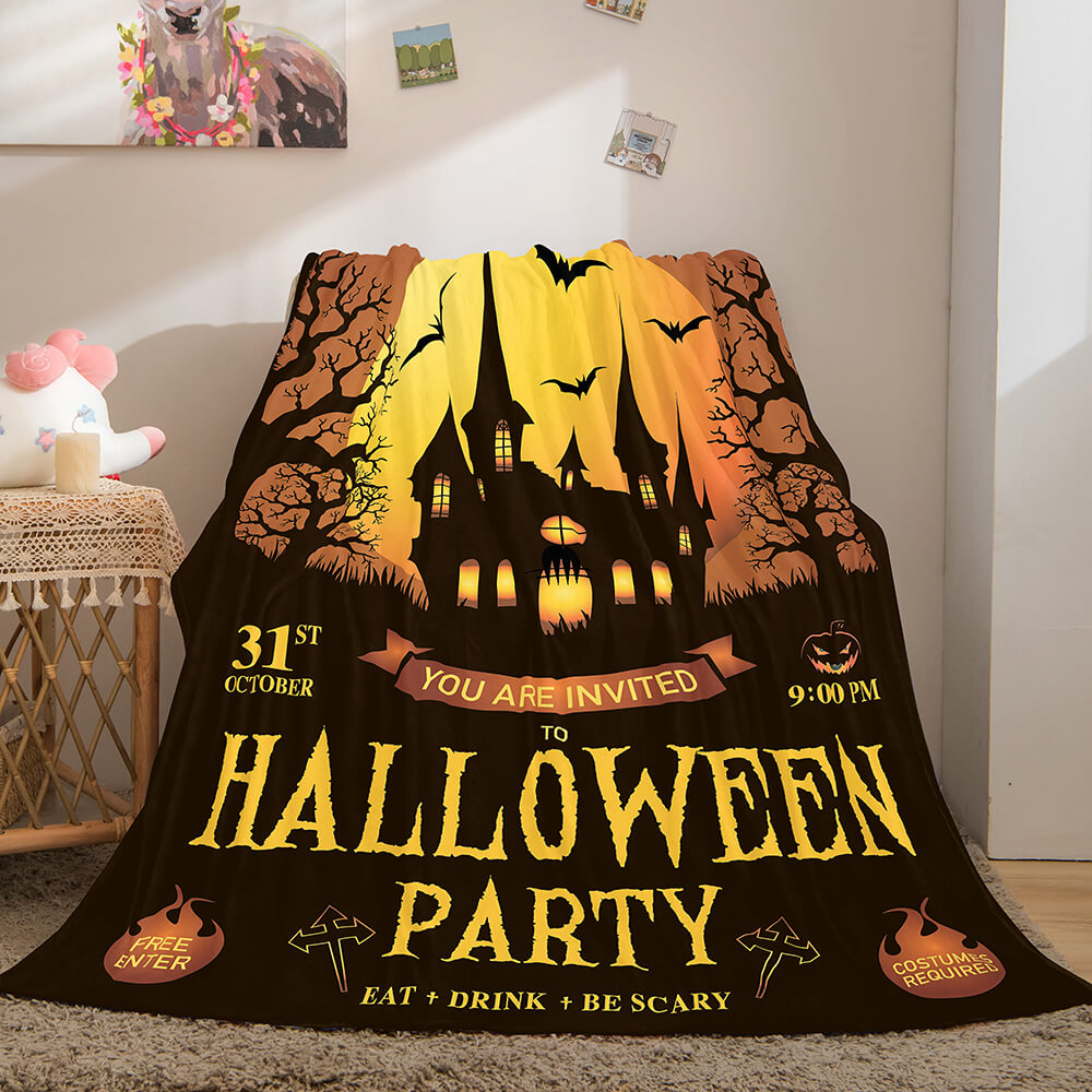 2024 NEW Halloween Castle Flannel Fleece Throw Cosplay Blanket